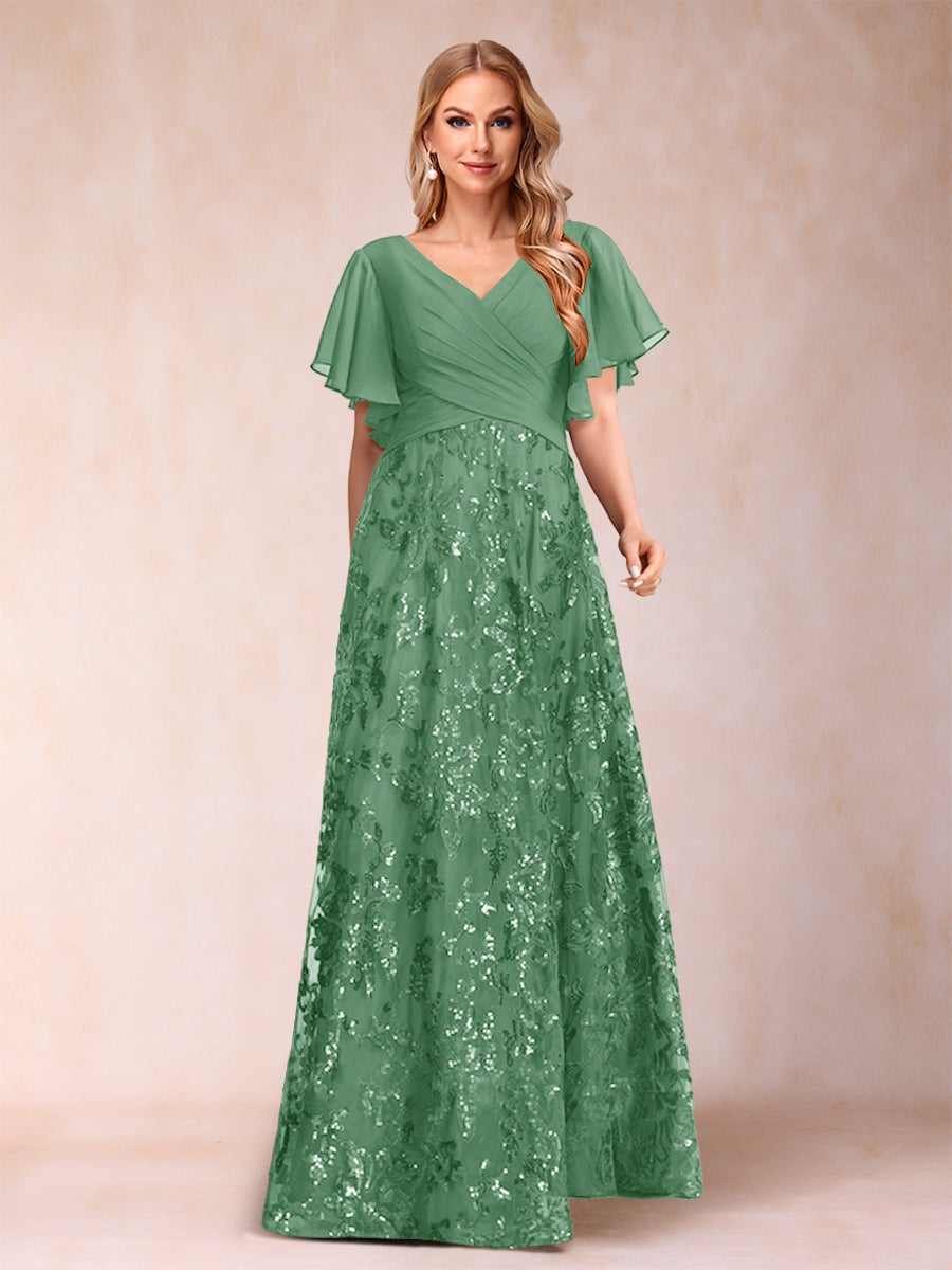 Florence Celeste Eucalyptus front view mother of the bride dress