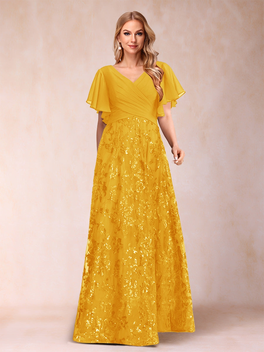 Florence Celeste Gold front view mother of the bride dress