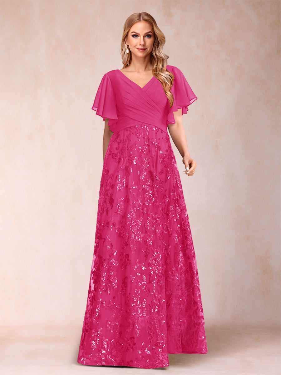 Florence Celeste Hot Pink front view mother of the bride dress