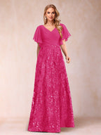 Florence Celeste Hot Pink front view mother of the bride dress