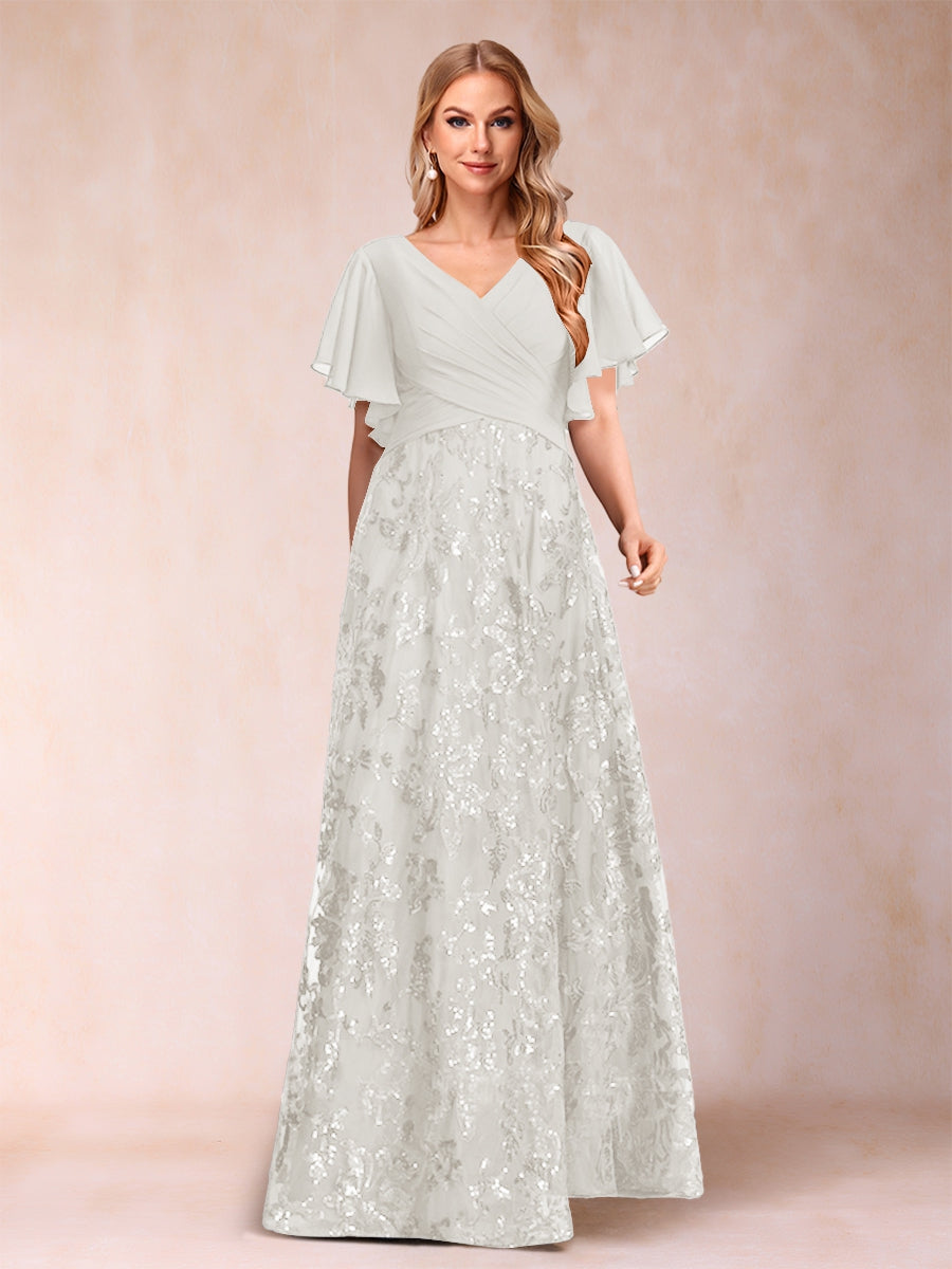 Florence Celeste Ivory back view mother of the bride dress