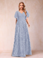 Florence Celeste Lavender front view mother of the bride dress