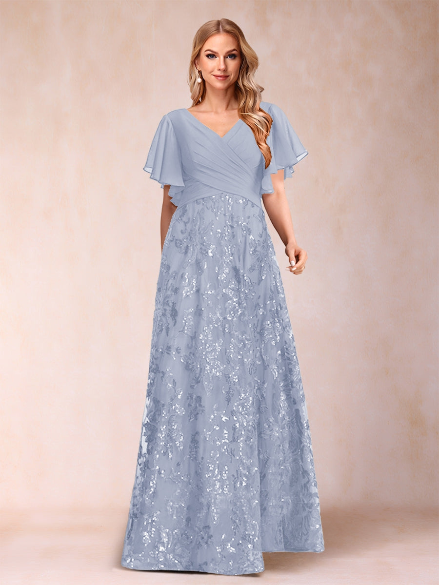 Florence Celeste Lavender front view mother of the bride dress