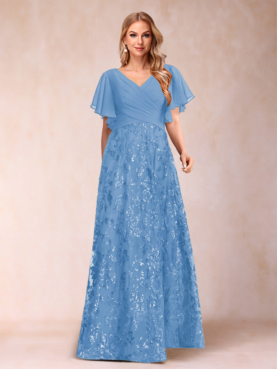Florence Celeste Sky Blue front view mother of the bride dress