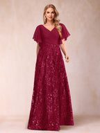 Florence Celeste Burgundy back view mother of the bride dress