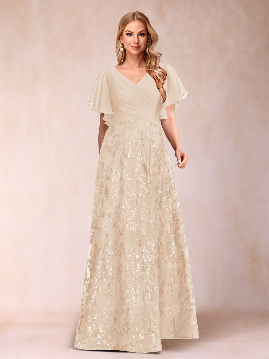 Florence Celeste Champagne back view mother of the bride dress