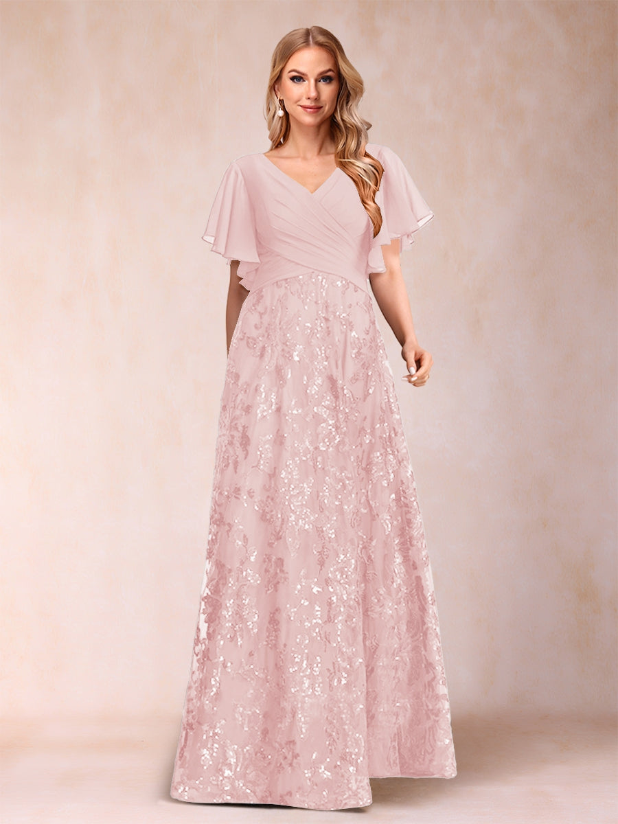 Florence Celeste Pearl Pink front view mother of the bride dress