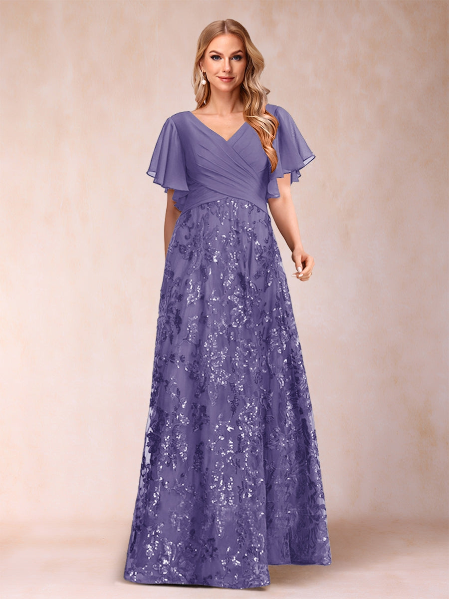 Florence Celeste Lilac front view mother of the bride dress