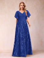 Florence Celeste Royal Blue side view mother of the bride dress