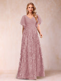 Florence Celeste Mauve front view mother of the bride dress