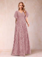 Florence Celeste Mauve front view mother of the bride dress