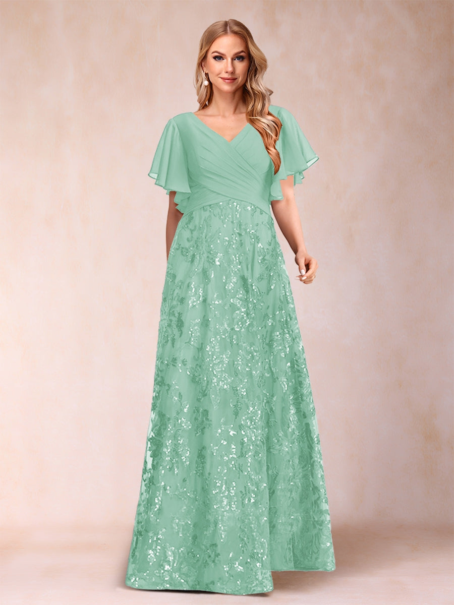 Florence Celeste Mint Green front view mother of the bride dress