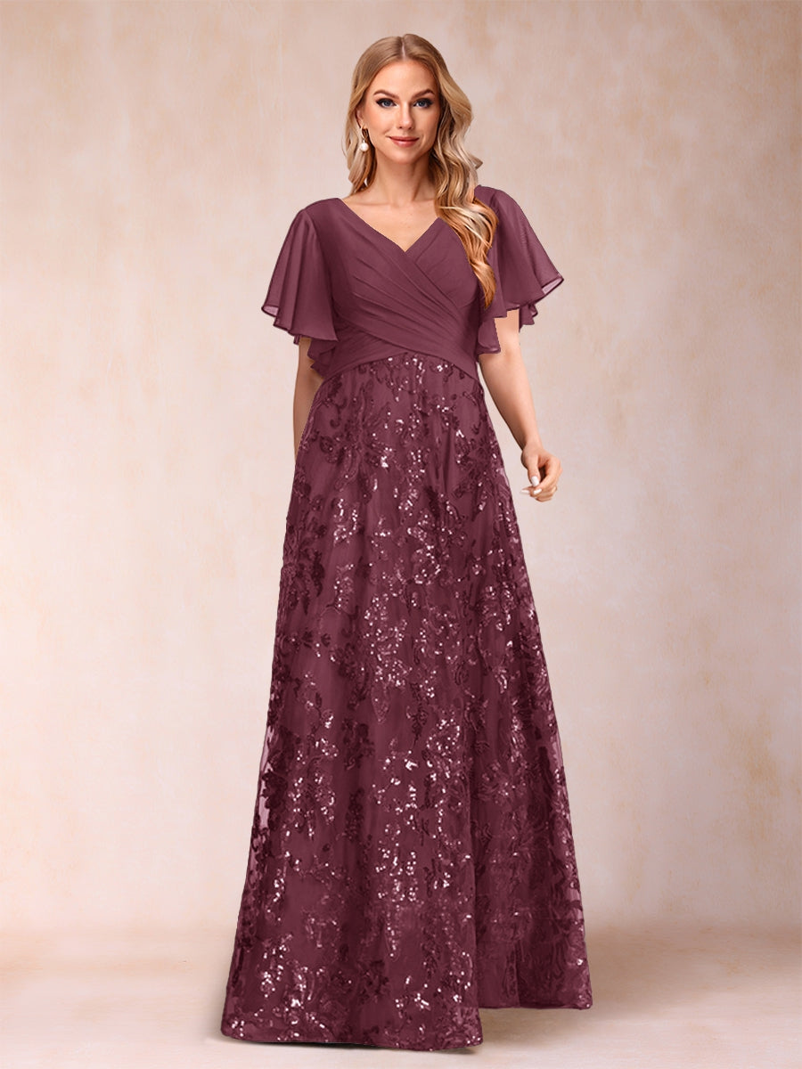 Florence Celeste Plum back view mother of the bride dress