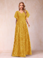 Florence Celeste Gold back view mother of the bride dress