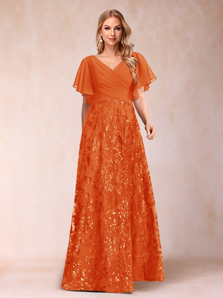 Florence Celeste Orange front view mother of the bride dress