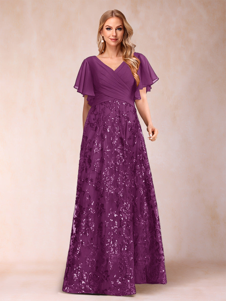 Florence Celeste Orchid front view mother of the bride dress