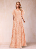 Florence Celeste Peach front view mother of the bride dress