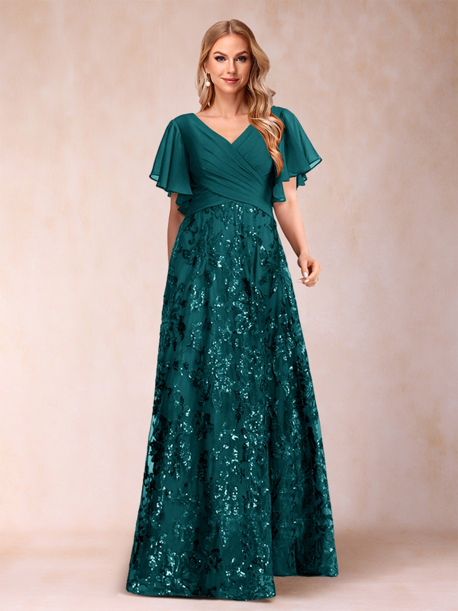 Florence Celeste Peacock front view mother of the bride dress