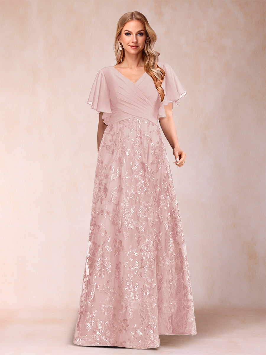 Florence Celeste Pearl Pink back view mother of the bride dress