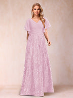 Florence Celeste Rose Pink front view mother of the bride dress