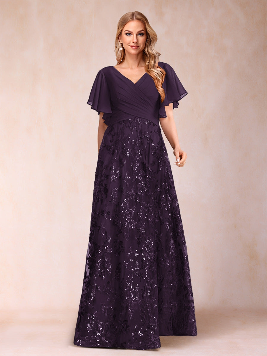Florence Celeste Plum front view mother of the bride dress