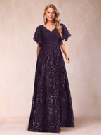 Florence Celeste Plum front view mother of the bride dress