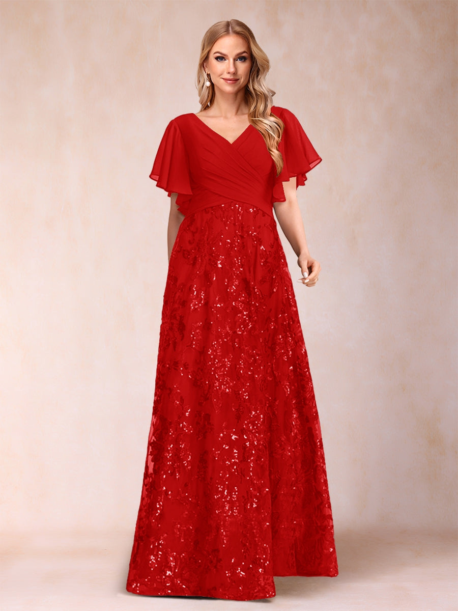 Florence Celeste Red front view mother of the bride dress