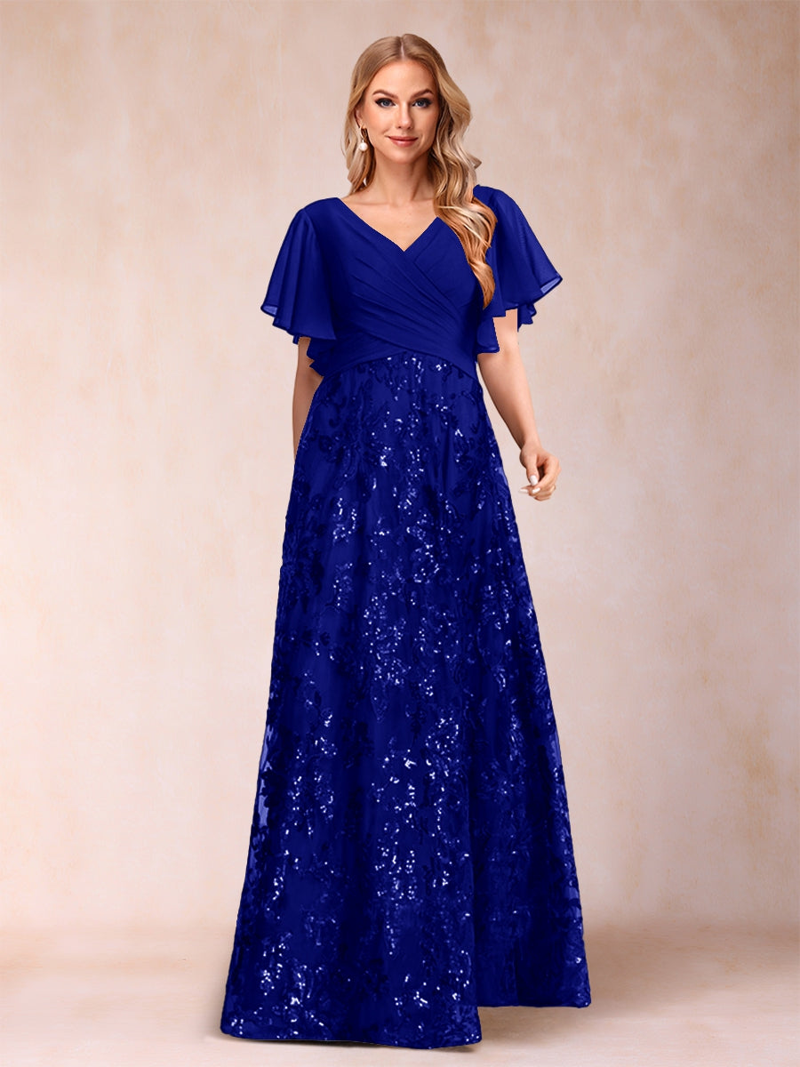 Florence Celeste Royal Blue back view mother of the bride dress