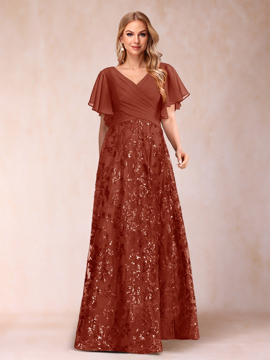 Florence Celeste Rust front view mother of the bride dress