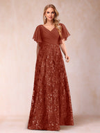 Florence Celeste Rust front view mother of the bride dress