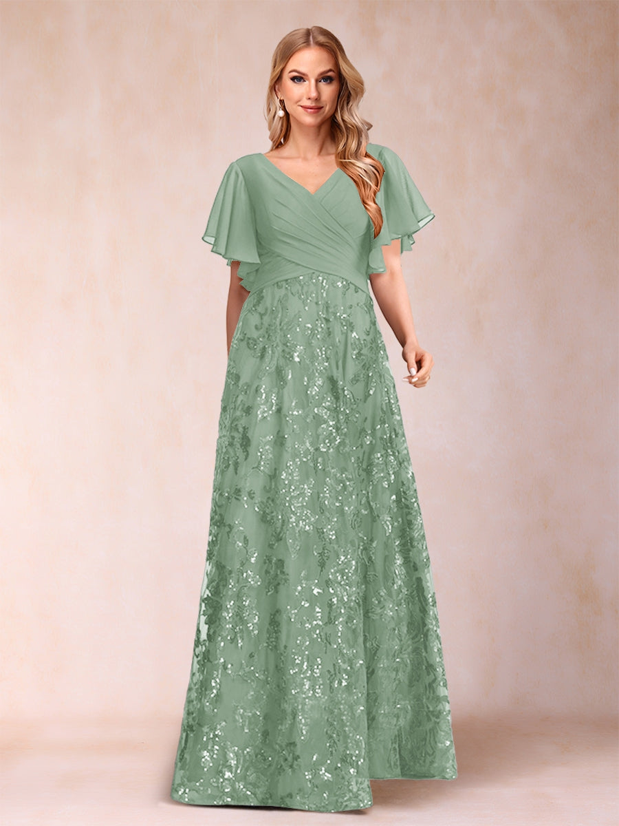 Florence Celeste Sage Green back view mother of the bride dress