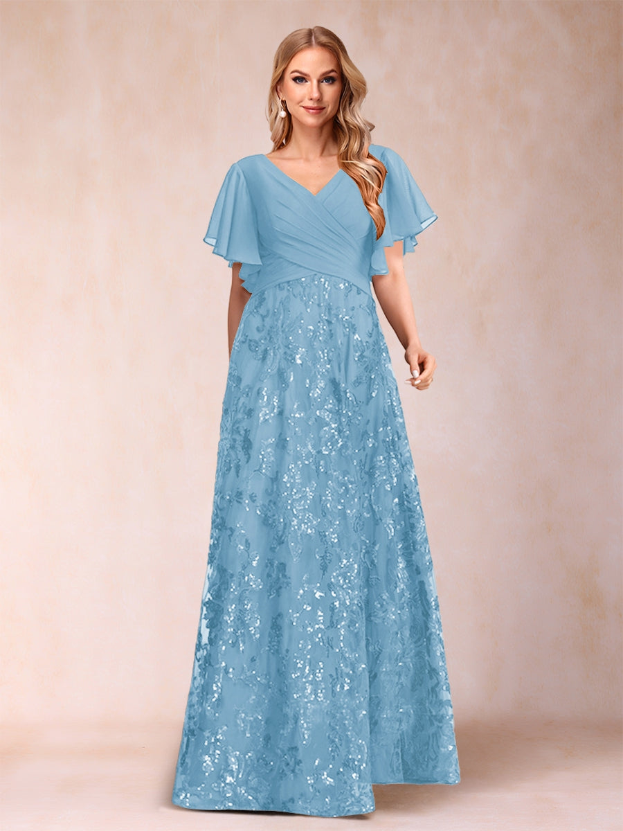 Florence Celeste Sky Blue side view mother of the bride dress