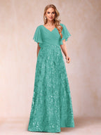 Florence Celeste Pool Blue back view mother of the bride dress