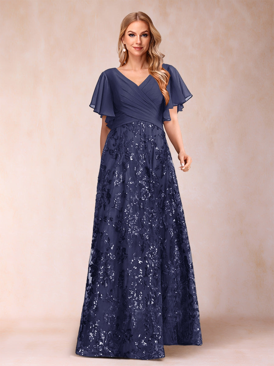 Florence Celeste Dusty Blue back view mother of the bride dress