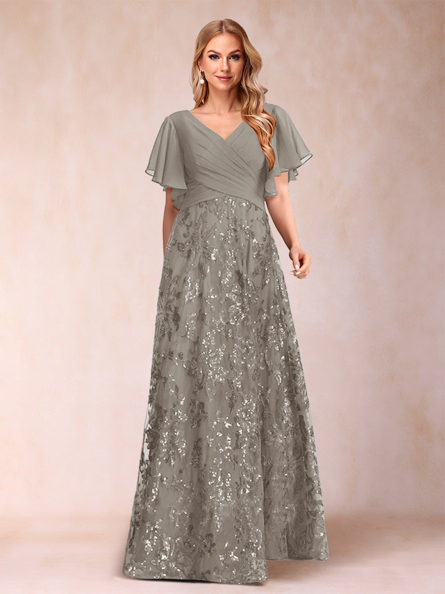 Florence Celeste Taupe front view mother of the bride dress