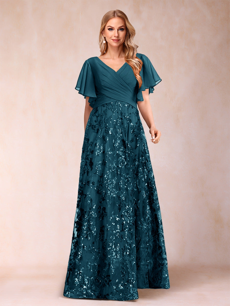 Florence Celeste Teal front view mother of the bride dress