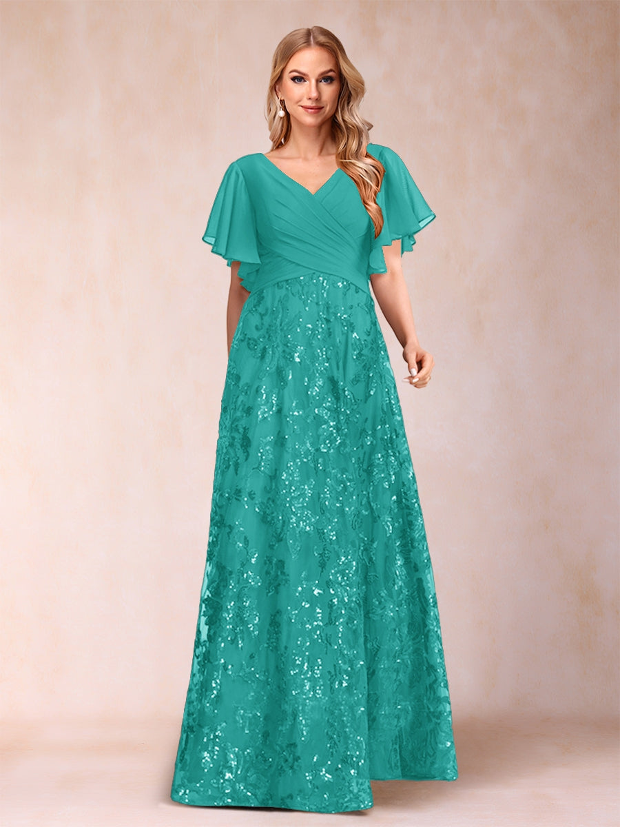 Florence Celeste Turquoise back view mother of the bride dress