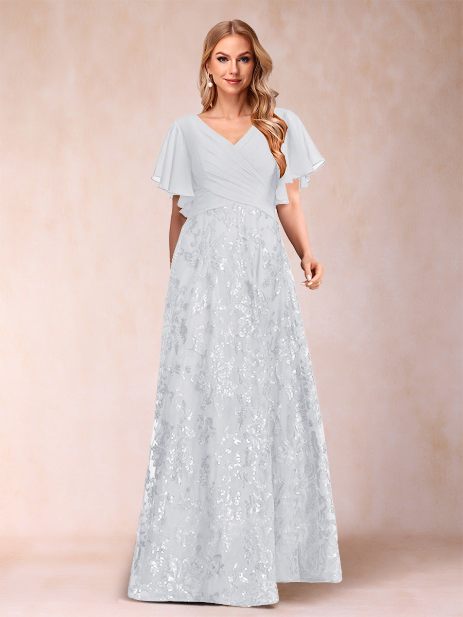 Florence Celeste White front view mother of the bride dress
