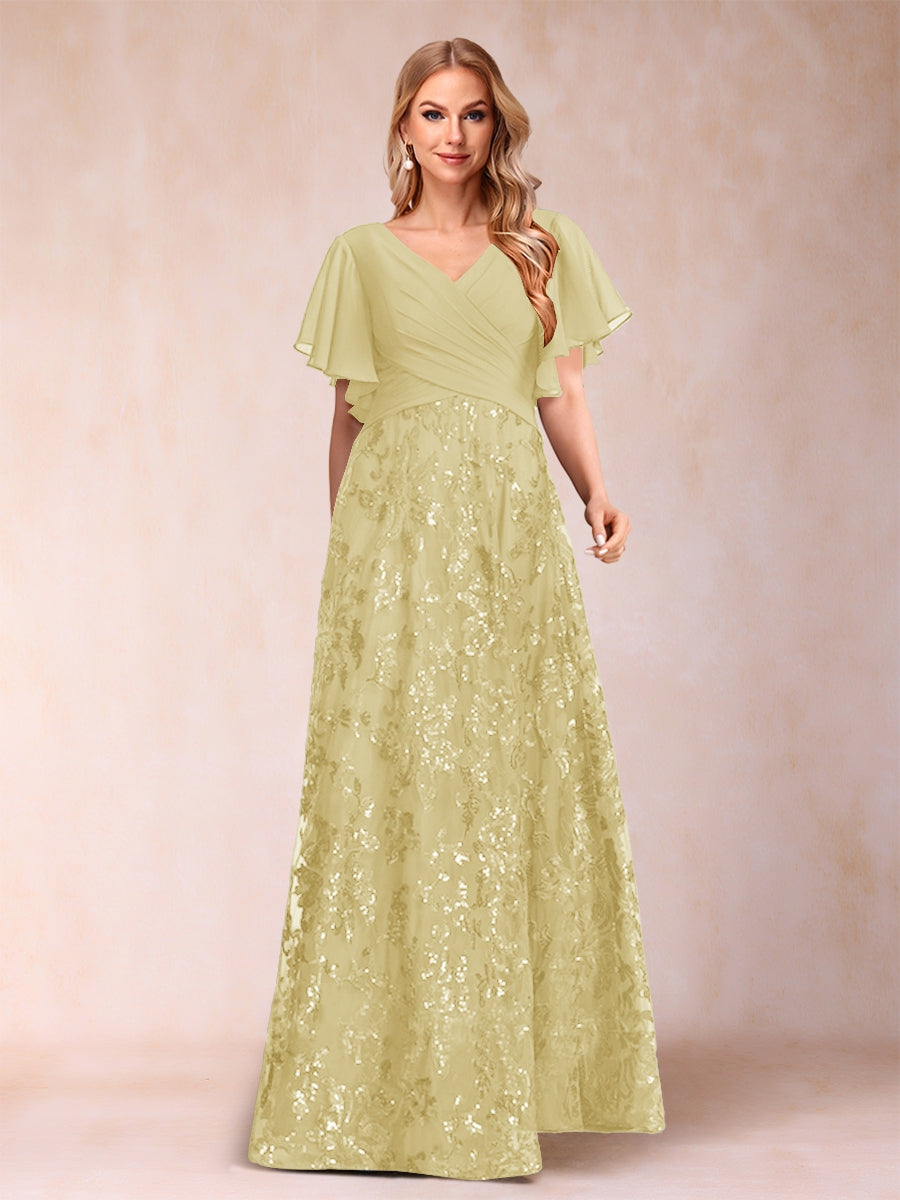 Florence Celeste Yellow front view mother of the bride dress