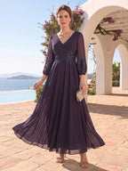Ginevra Wisteria front view wedding guest dress