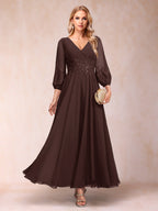 Ginevra Brown front view wedding guest dress