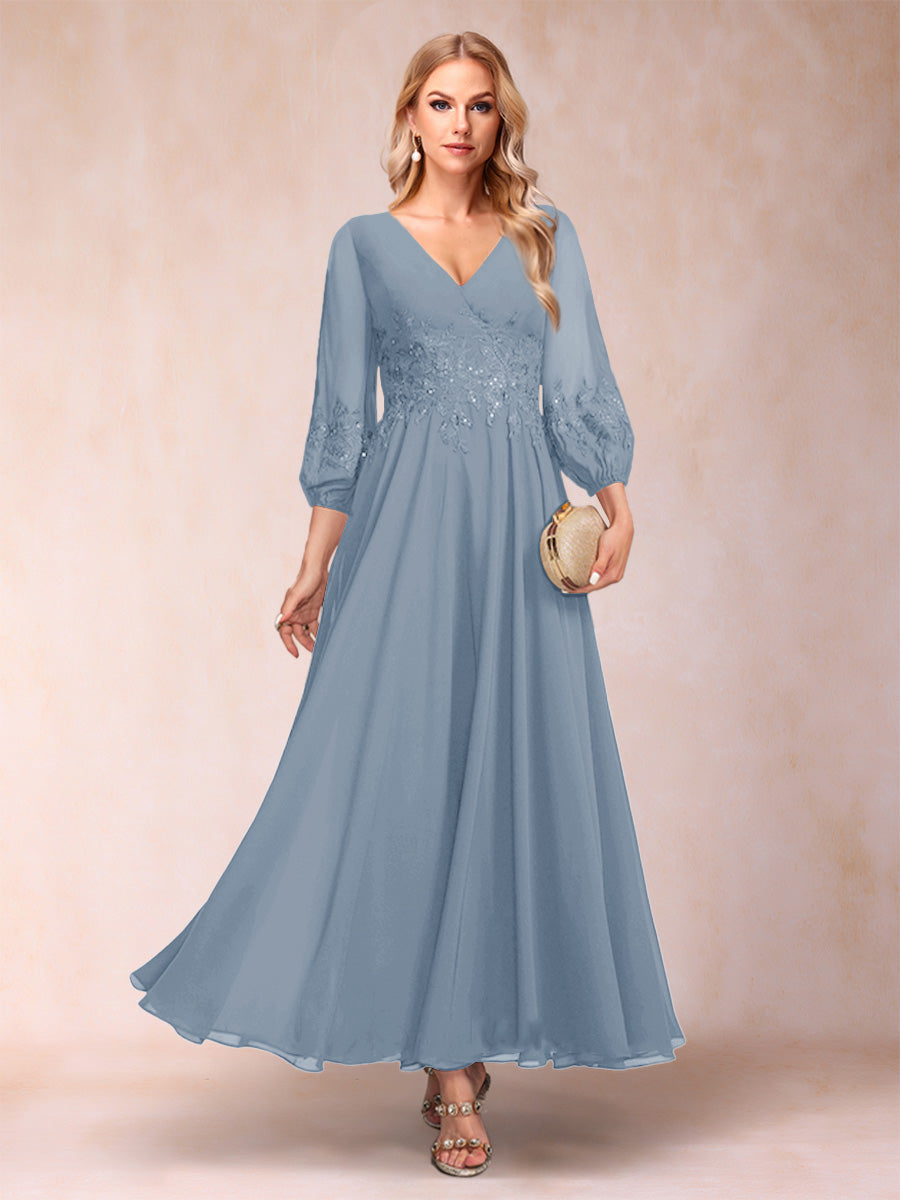 Ginevra Dusty Blue front view wedding guest dress