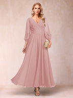 Nella Elise Dusty Rose back view mother of the bride dress