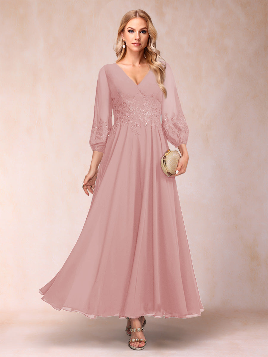 Nella Elise Dusty Rose back view mother of the bride dress