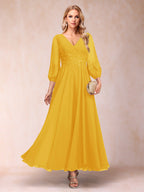 Ginevra Gold front view wedding guest dress