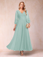 Nella Elise Pool Blue front view mother of the bride dress