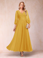 Nella Elise Gold back view mother of the bride dress