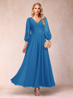 Ginevra Ocean Blue front view wedding guest dress