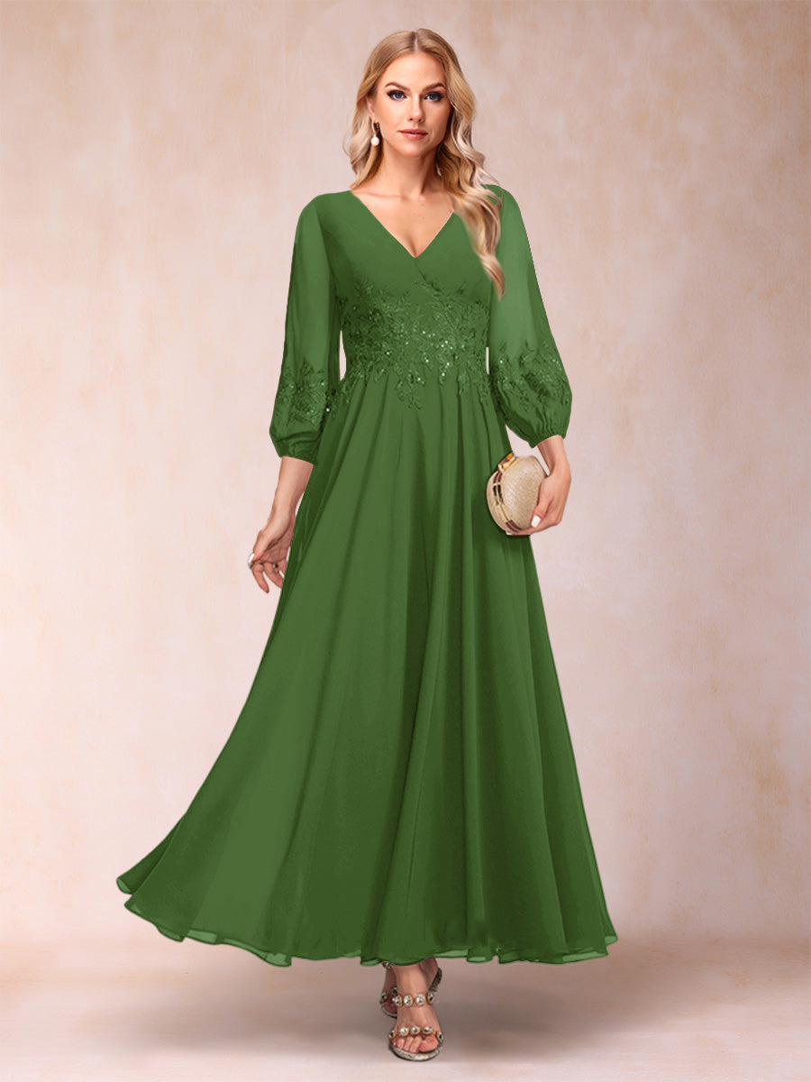 Ginevra Olive Green front view wedding guest dress