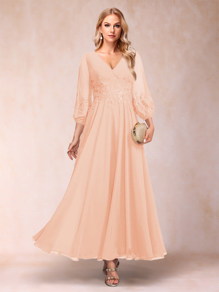 Ginevra Peach front view wedding guest dress